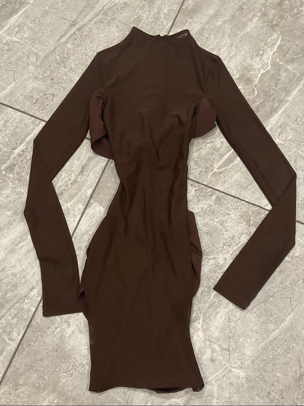 Fashionnova Brown Sheer Dress